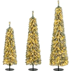 3er Set Bleistift Weihnachtsbaum Künstlich 120+150+180 cm Christbaum für Zuhause Büro
