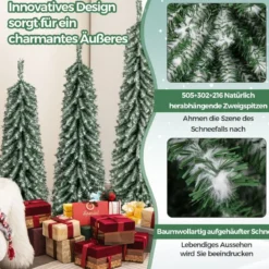 3er Set Bleistift Weihnachtsbaum Künstlich 120+150+180 cm Christbaum für Zuhause Büro