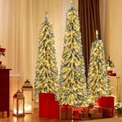 3er Set Bleistift Weihnachtsbaum Künstlich 120+150+180 cm Christbaum für Zuhause Büro