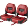 2er Set Bootssitz klappbar Bootsstuhl mit 11 cm dicker Schwammpolsterung gepolsterter Steuerstuhl 50 x 42 x 52 cm Rot