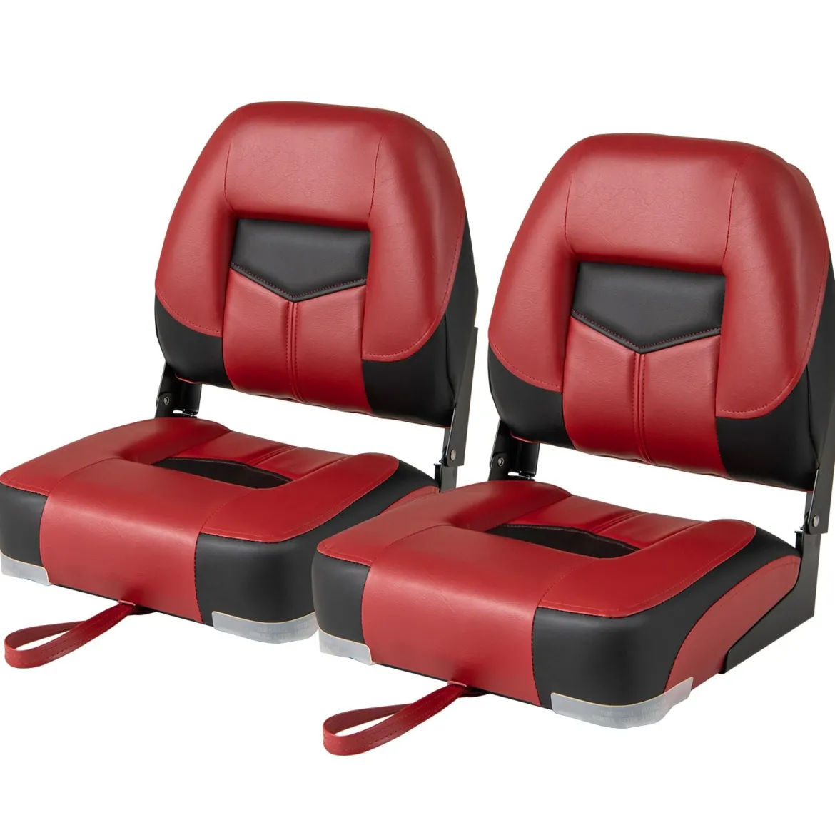 2er Set Bootssitz klappbar Bootsstuhl mit 11 cm dicker Schwammpolsterung gepolsterter Steuerstuhl 50 x 42 x 52 cm Rot