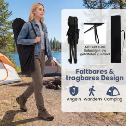 2er Set Campingstuhl mit Abnehmbarer Fußablage & Verstellbarer Rückenlehne & Kopfstütze Angelstuhl