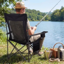 2er Set Campingstuhl mit Abnehmbarer Fußablage & Verstellbarer Rückenlehne & Kopfstütze Angelstuhl