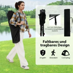 2er Set Campingstuhl mit Abnehmbarer Fußablage & Verstellbarer Rückenlehne & Kopfstütze Angelstuhl