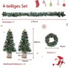 2er Set 120 cm Mini Künstlicher Weihnachtsbaum im Topf mit Weihnachtsgirlande & -kranz