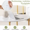 3er Set Couchtisch mit Robustem Metallrahmen Runder Kaffeetisch & 2 Quadratische Beistelltische Weiß