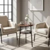 2er Set Couchtisch Rund Ø39 cm Beistelltisch mit 2 Ebenen Wohnzimmertsich mit Stahlrahmen Walnuss