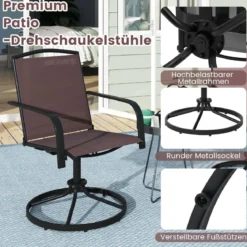 2er Set 360° Drehbare Gartenstühle mit Schnell Trocknendem Stoff Terrassenstühle