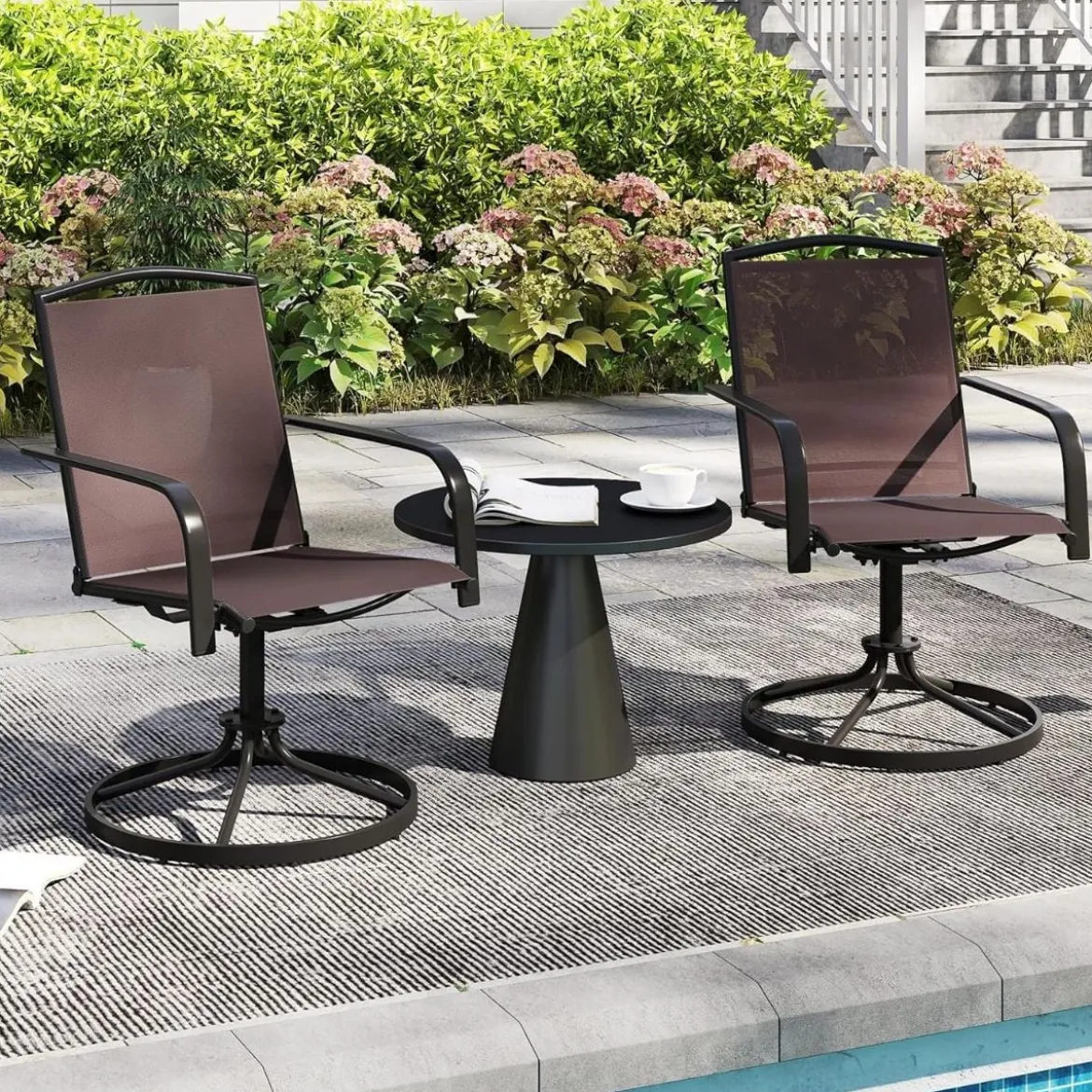 2er Set 360° Drehbare Gartenstühle mit Schnell Trocknendem Stoff Terrassenstühle
