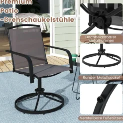 2er Set 360° Drehbare Gartenstühle mit Schnell Trocknendem Stoff Terrassenstühle