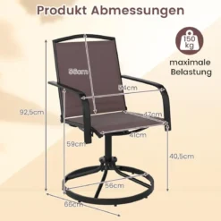 2er Set 360° Drehbare Gartenstühle mit Schnell Trocknendem Stoff Terrassenstühle
