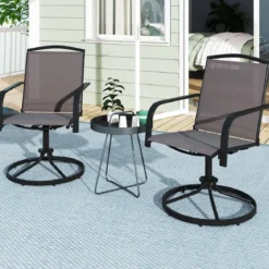2er Set 360° Drehbare Gartenstühle mit Schnell Trocknendem Stoff Terrassenstühle