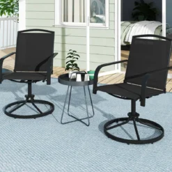 2er Set 360° Drehbare Gartenstühle mit Schnell Trocknendem Stoff Terrassenstühle