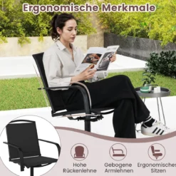 2er Set 360° Drehbare Gartenstühle mit Schnell Trocknendem Stoff Terrassenstühle