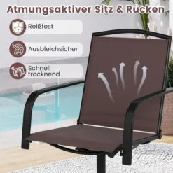 2er Set 360° Drehbare Gartenstühle mit Schnell Trocknendem Stoff Terrassenstühle