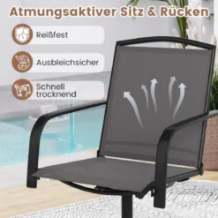2er Set 360° Drehbare Gartenstühle mit Schnell Trocknendem Stoff Terrassenstühle