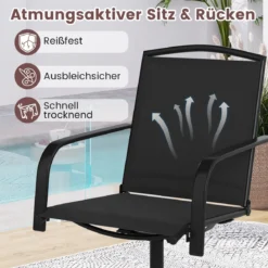 2er Set 360° Drehbare Gartenstühle mit Schnell Trocknendem Stoff Terrassenstühle