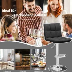 1/2er Set 360° Drehbarer Barhocker aus Kunstleder Höhenverstellbarer Barstuhl Sitzhocker