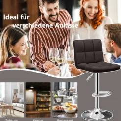 1/2er Set 360° Drehbarer Barhocker aus Kunstleder Höhenverstellbarer Barstuhl Sitzhocker