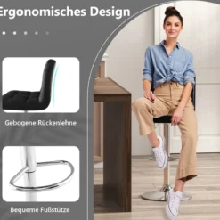 1/2er Set 360° Drehbarer Barhocker aus Kunstleder Höhenverstellbarer Barstuhl Sitzhocker