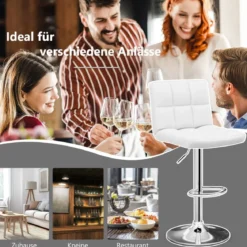 1/2er Set 360° Drehbarer Barhocker aus Kunstleder Höhenverstellbarer Barstuhl Sitzhocker