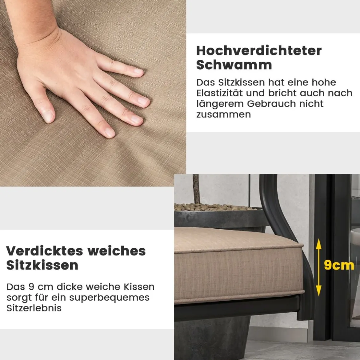 2er Set Drehsessel mit Weicher Polsterung & Blütenmuster-Rückenlehne Allwetter Terrassensessel