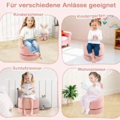 2er-Set Drehstühlen gepolsterte Kinderhocker mit Schleifenlehne Schaumstoffsitz & kratzfeste Fußpolster Kindersessel Rosa