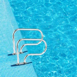 2er Set Edelstahl 304 Pool-Handlauf Schwimmbad Leiter Handlauf Einstiegsleiter mit Bodenplatte