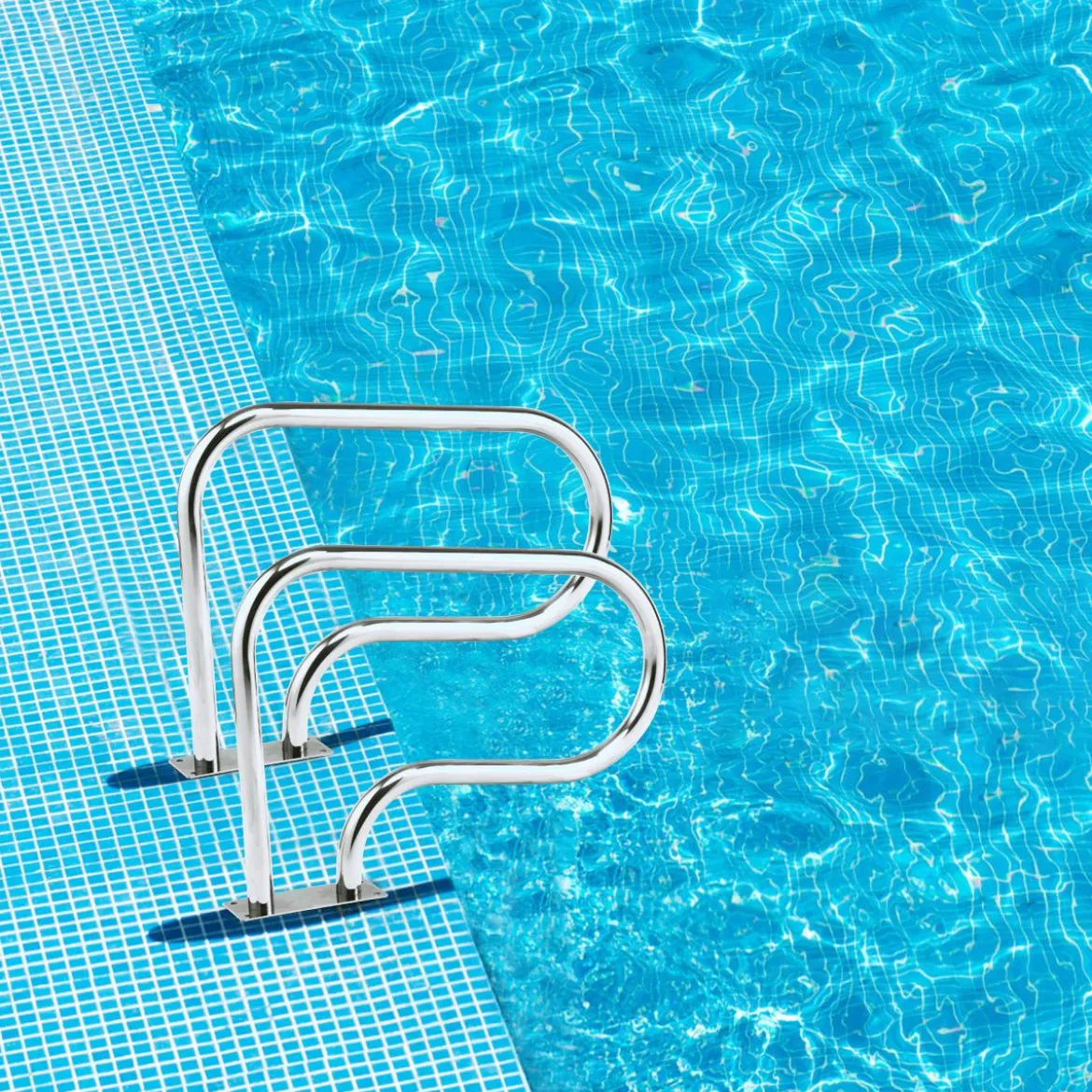 2er Set Edelstahl 304 Pool-Handlauf Schwimmbad Leiter Handlauf Einstiegsleiter mit Bodenplatte