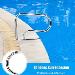 2er Set Edelstahl 304 Pool-Handlauf Schwimmbad Leiter Handlauf Einstiegsleiter mit Bodenplatte