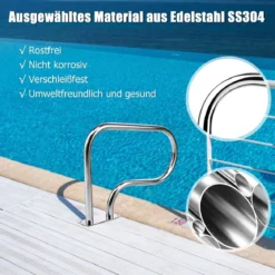 2er Set Edelstahl 304 Pool-Handlauf Schwimmbad Leiter Handlauf Einstiegsleiter mit Bodenplatte