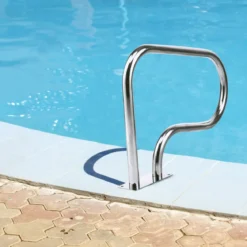 2er Set Edelstahl 304 Pool-Handlauf Schwimmbad Leiter Handlauf Einstiegsleiter mit Bodenplatte