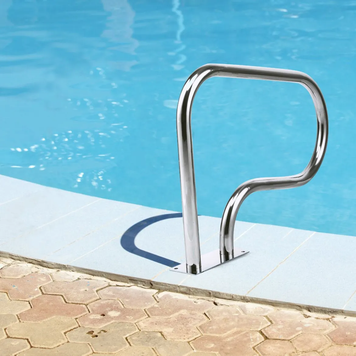 2er Set Edelstahl 304 Pool-Handlauf Schwimmbad Leiter Handlauf Einstiegsleiter mit Bodenplatte