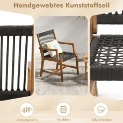 2er-Set Esszimmerstühle aus Akazienholz mit Armlehnen bis 160 kg belastbar
