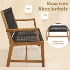 2er-Set Esszimmerstühle aus Akazienholz mit Armlehnen bis 160 kg belastbar