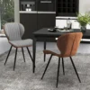 2er Set Esszimmerstühle gepolsterte Akzentstühle mit gebogenem Rückenlehne 57 x 49 x 81 cm Grau