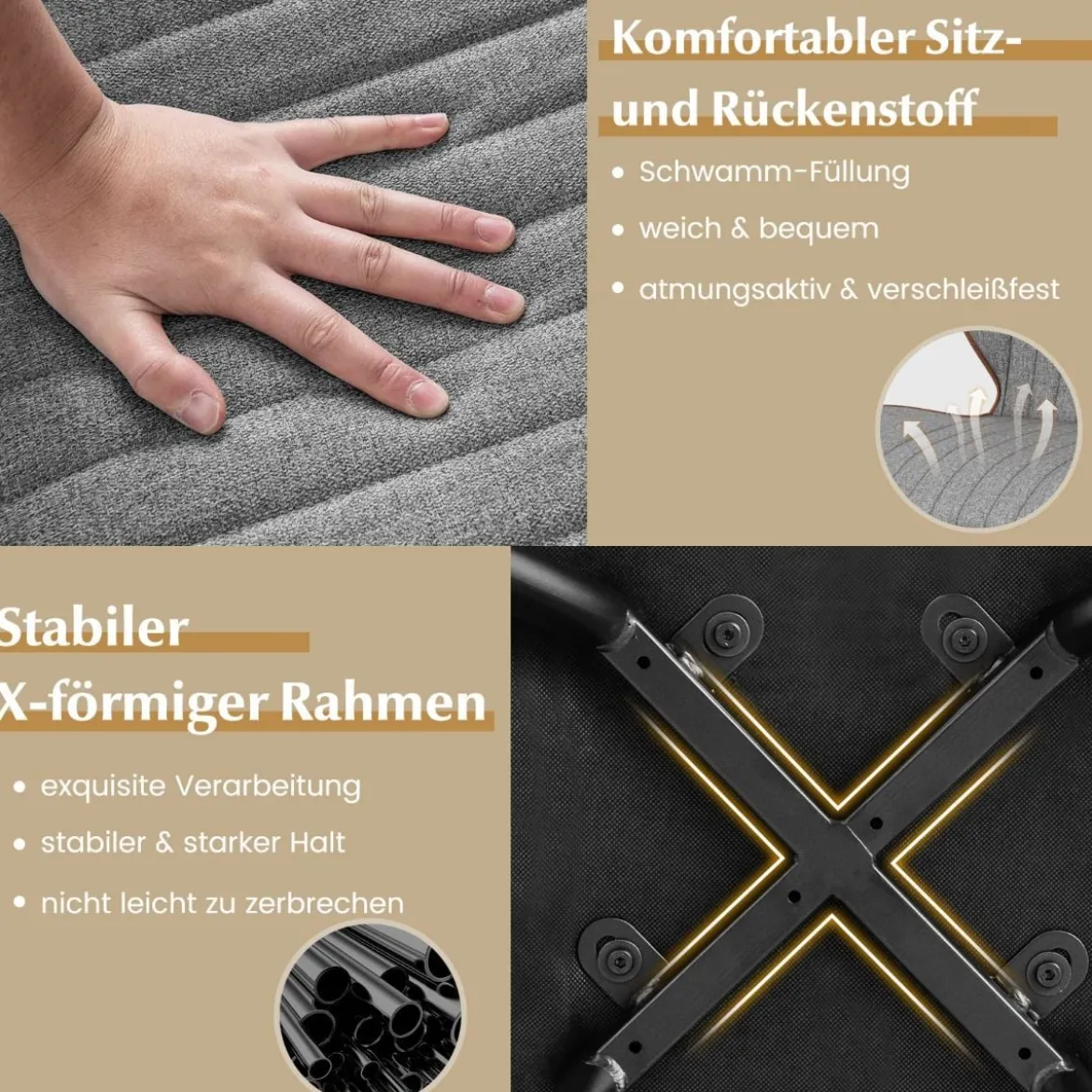 2er Set Esszimmerstühle gepolsterte Akzentstühle mit gebogenem Rückenlehne 57 x 49 x 81 cm Grau