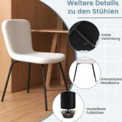 4er Set Esszimmerstühle gepolsterte Küchenstühle mit Rückenlehne 47 x 58 x 86 cm Beige