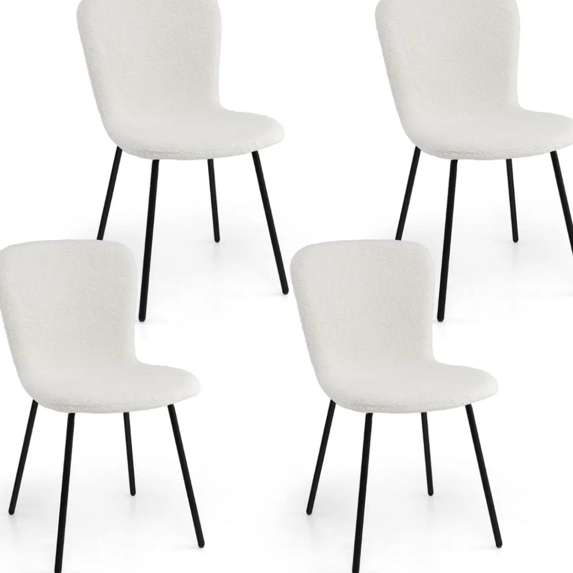 4er Set Esszimmerstühle gepolsterte Küchenstühle mit Rückenlehne 47 x 58 x 86 cm Beige