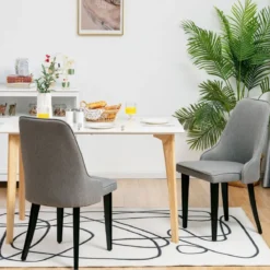 2er Set Esszimmerstühle gepolsterte Esszimmerstühle Küchenstuhl 47,5 x 59 x 90,5 cm Grau
