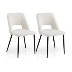2er Set Esszimmerstühle gepolsterte Küchenstühle mit Rückenlehne 48,5 x 57 x 85 cm Beige