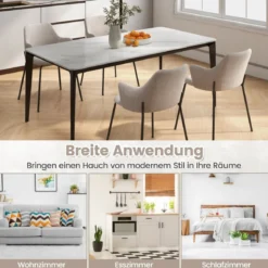 2er Set Esszimmerstühle gepolsterte Akzentstühle mit gebogenem Rückenlehne 60 x 54 x 84 cm Beige