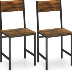 2er Set Esszimmerstühle industrielle Küchenstühle mit Metallrahmen 44 x 40 x 87 cm Rustikales Braun