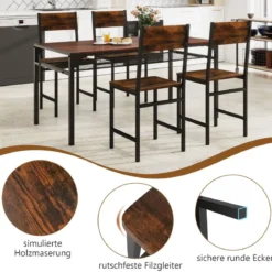 2er Set Esszimmerstühle industrielle Küchenstühle mit Metallrahmen 44 x 40 x 87 cm Rustikales Braun