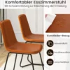 2er Set Esszimmerstühle Küchenstühle aus Kunstleder gepolstert mit Metallbeinen Braun