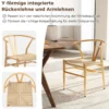 2er Set Esszimmerstühle Küchenstühle mit Y-förmiger Rückenlehne & geflochtenes Rattan-Sitzkissen Akzentstühle stapelbar Natur