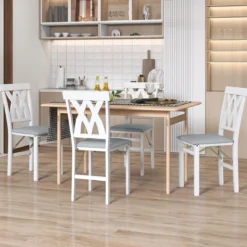 2er Set Esszimmerstühle Klappbarer Küchenstuhl mit Gepolsterter Sitz Klappstuhl Beistellstuh Weiß