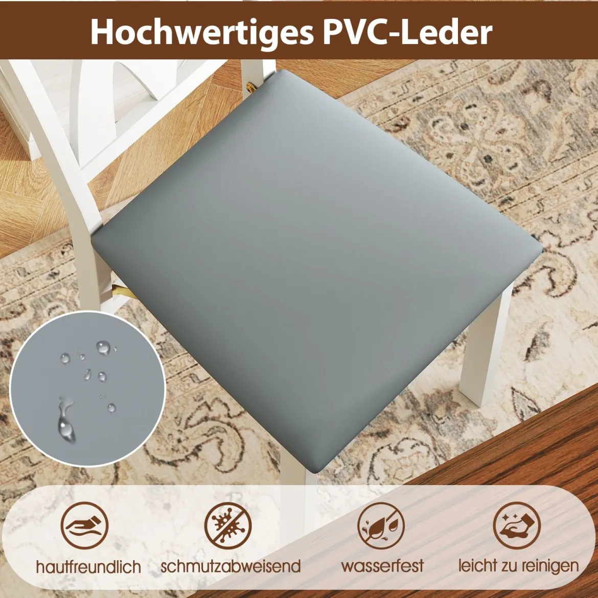 2er Set Esszimmerstühle Klappbarer Küchenstuhl mit Gepolsterter Sitz Klappstuhl Beistellstuh Weiß
