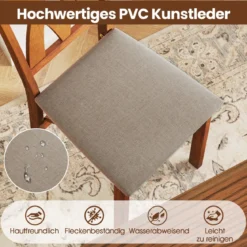 2er Set Esszimmerstühle Klappbarer Küchenstuhl mit Gepolsterter Sitz Klappstuhl Beistellstuh Braun