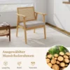 2er Set Esszimmerstühle mit Atmungsaktivem Rattan-Rücken & Abnehmbarem Sitzkissen